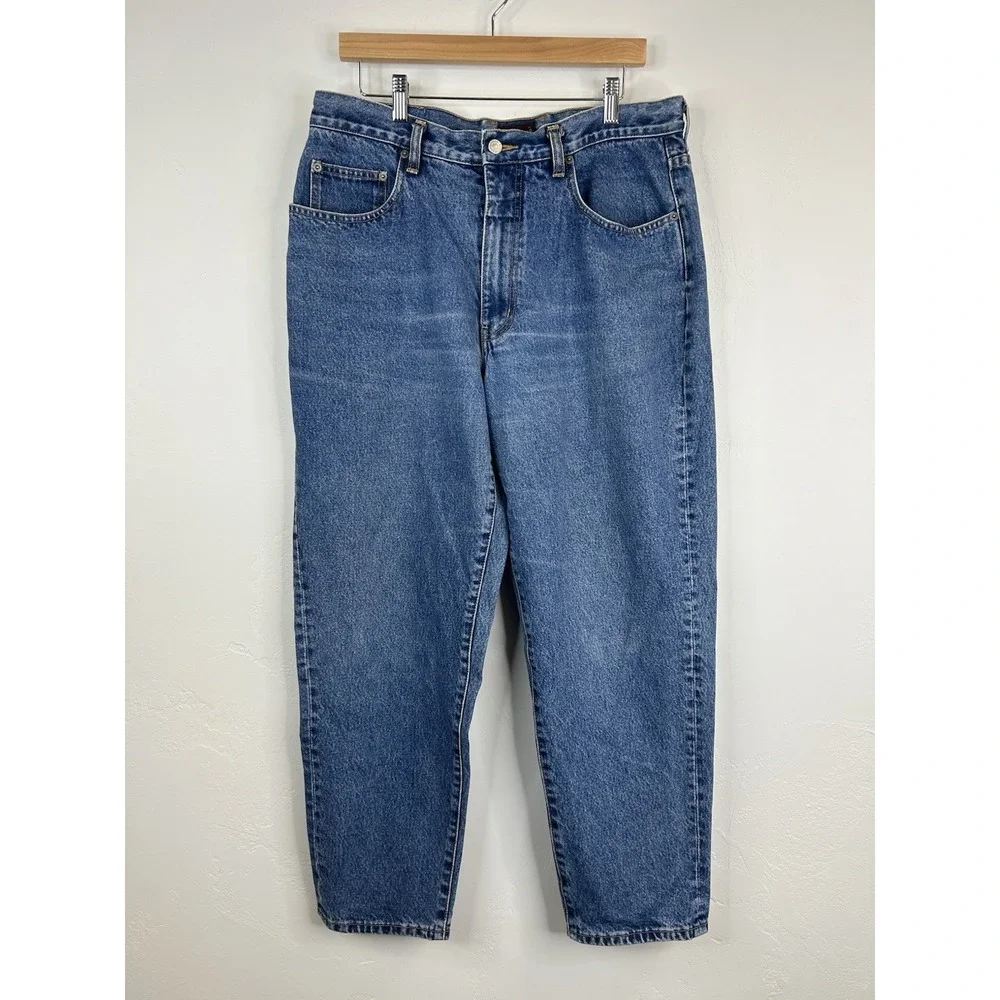 Barrel Leg Blue Jeans Vintage Pepe London Size 33 Y2K 90s Denim Pants Hip Hop